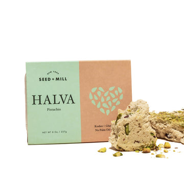 Seed + Mill - Halva - Pistachio - Vegan, Kosher & Gluten Free; Enjoy This Soft, Fudgelike Candy Made From Sesame Paste & Pistach