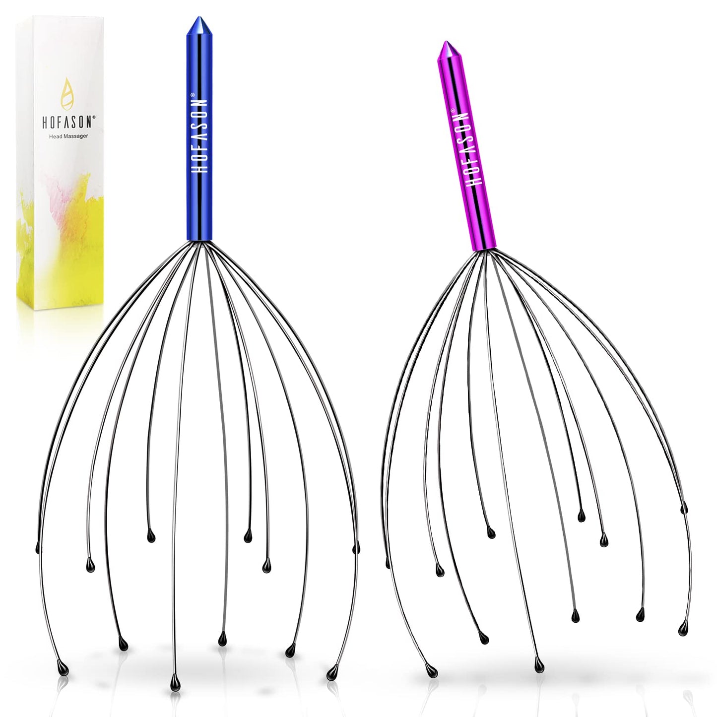 Hofason Scalp Massager, Handheld Head Massager Tingler, Scratcher For Deep Relaxation, Hair Stimulation And Stress Relief (2 Pac
