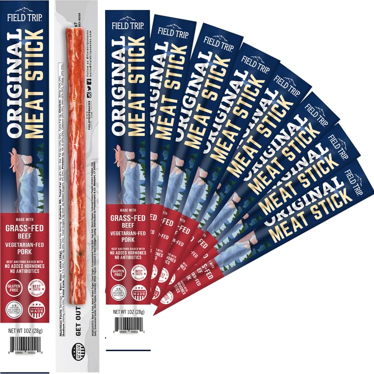 Field Trip Grass Fed Oriflavor Blendal Jerky Snack Sticks  Keto  Paleo  Gluten Free  Allergy Friendly Snack  High Protein  90 Calorie Snack  1Oz  10 Pack