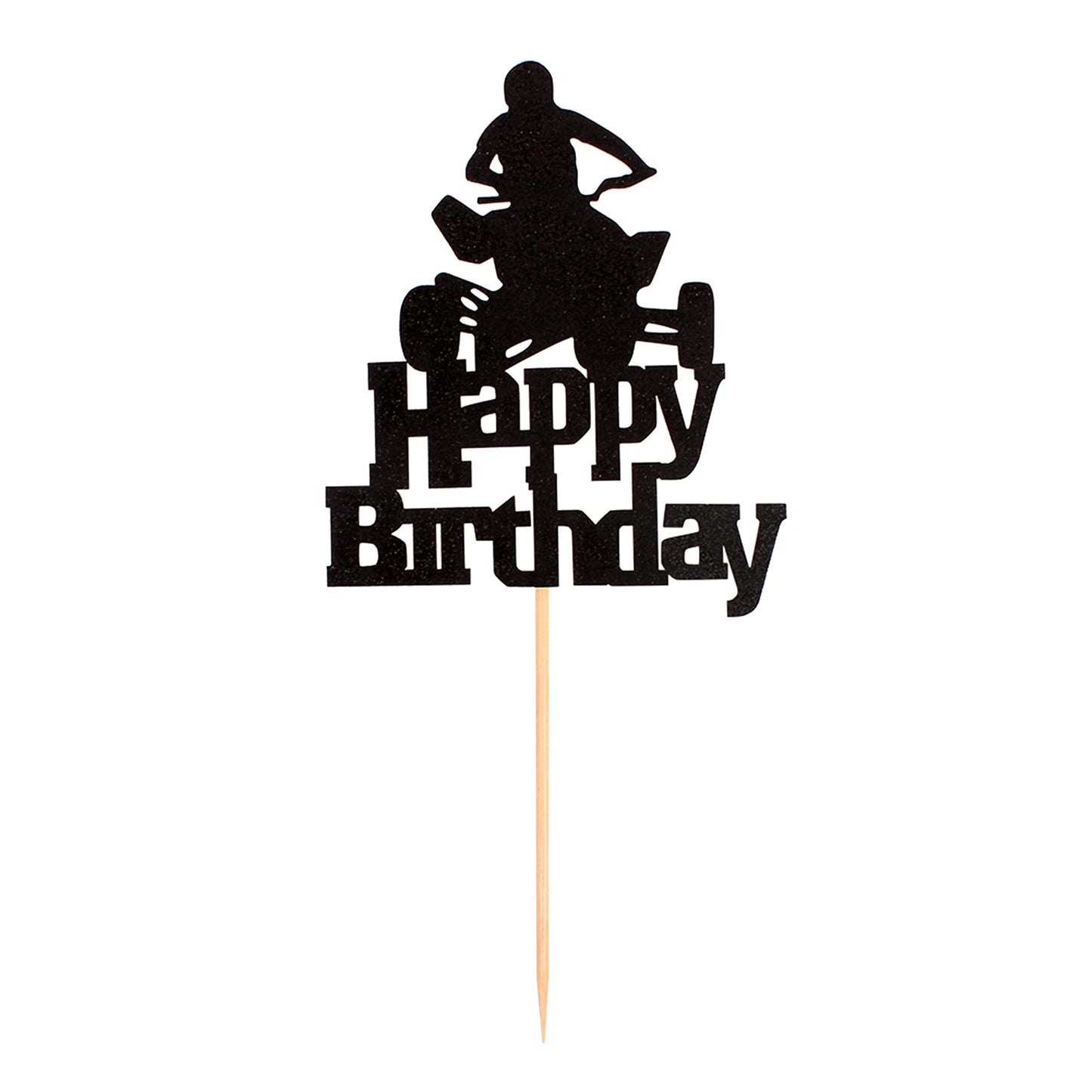 Unimall Unimall Pack Of 25Pcs Happy Birthday Motorcycle Cake Topper Atv Cupcake Topper, Black Flash Motorcycle Sport Theme Birth