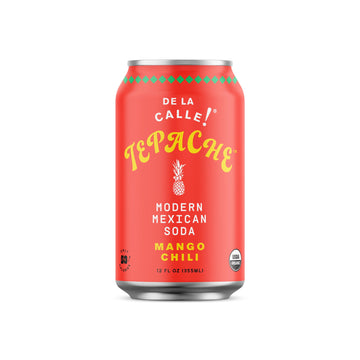 De La Calle Tepache - Mango Chili - Modern Mexican Soda - Craft Fermented Pineapple Sparkling Beverage - Certified Organic  Antioxidant Rich  Non-Beverage-Style  Healthy Soda  Low Sugar  Low Calorie  Non-Gmo