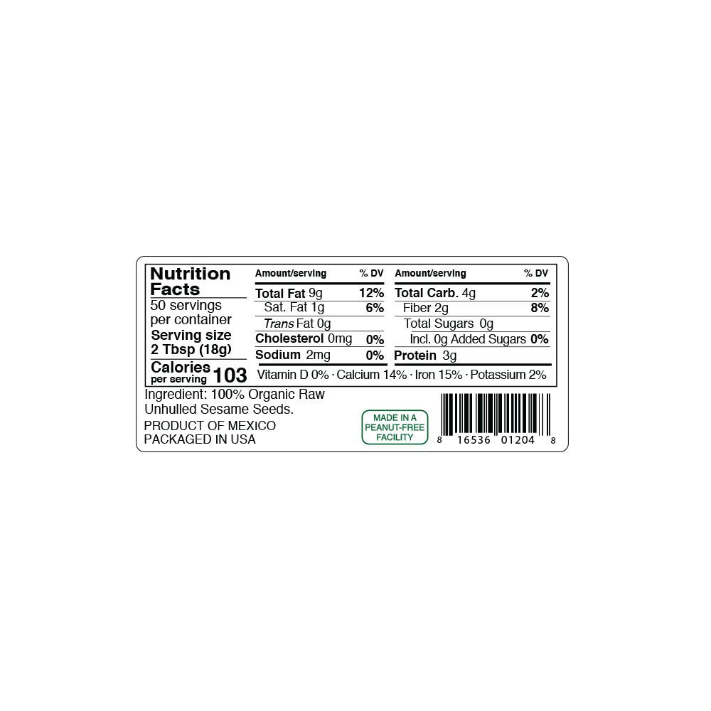 Kevala Raw Sesame Seeds Unhulled - Gluten Free, Vegan Snacks Seasoning, Kosher, Non Gmo, Nutty Accent On Bread And Buns, Salad Topping, Bag, 2 Lb