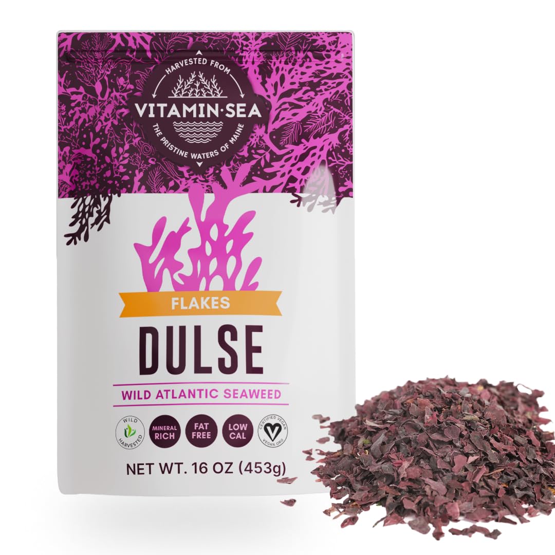 VITAMINSEA Dulse Seaweed Flakes | Vegan | 16 Ounce | Wild Atlantic Seaweed for Snacking, Seasoning, Soups & Salads