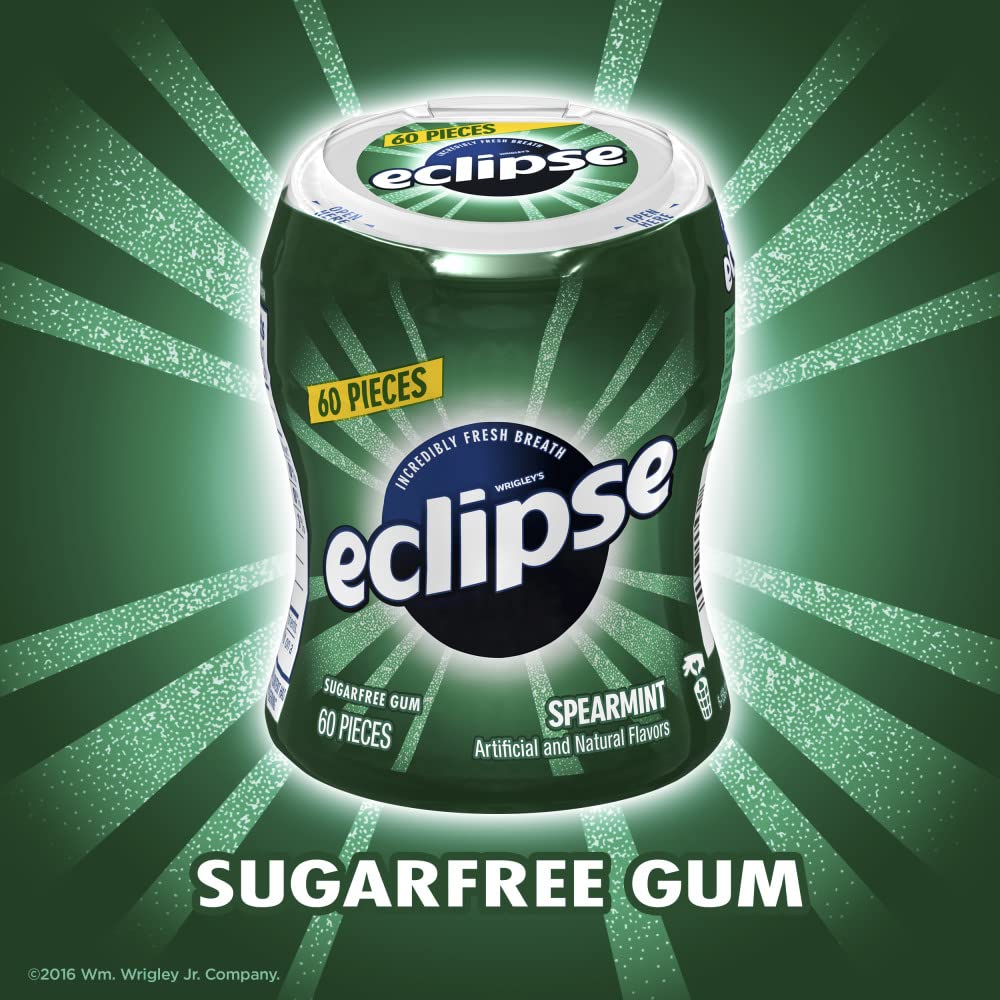 Eclipse Spearmint Sugarfree Gum, 60 Count (Pack Of 6)