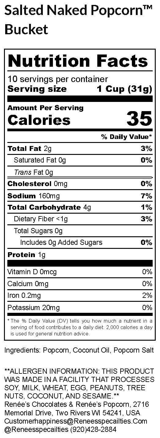 Ren  Es Salted Naked Gourmet Popcorn - Lightly Salted Popcorn Using 3 Pure Ingredients, Delicate Crunchy Fun, Handmade Snack Or