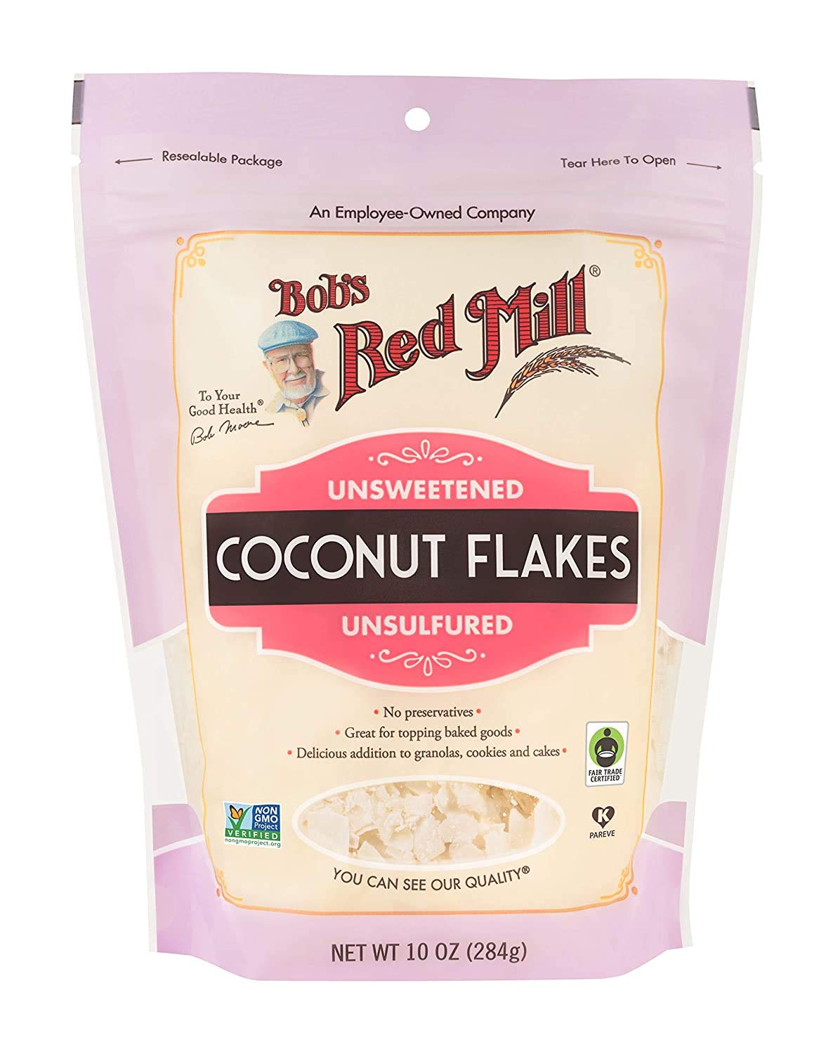 Bob s Red Mill Resealable Unsweetened Coconut Flakes 10 Ounce (Pack of 2)