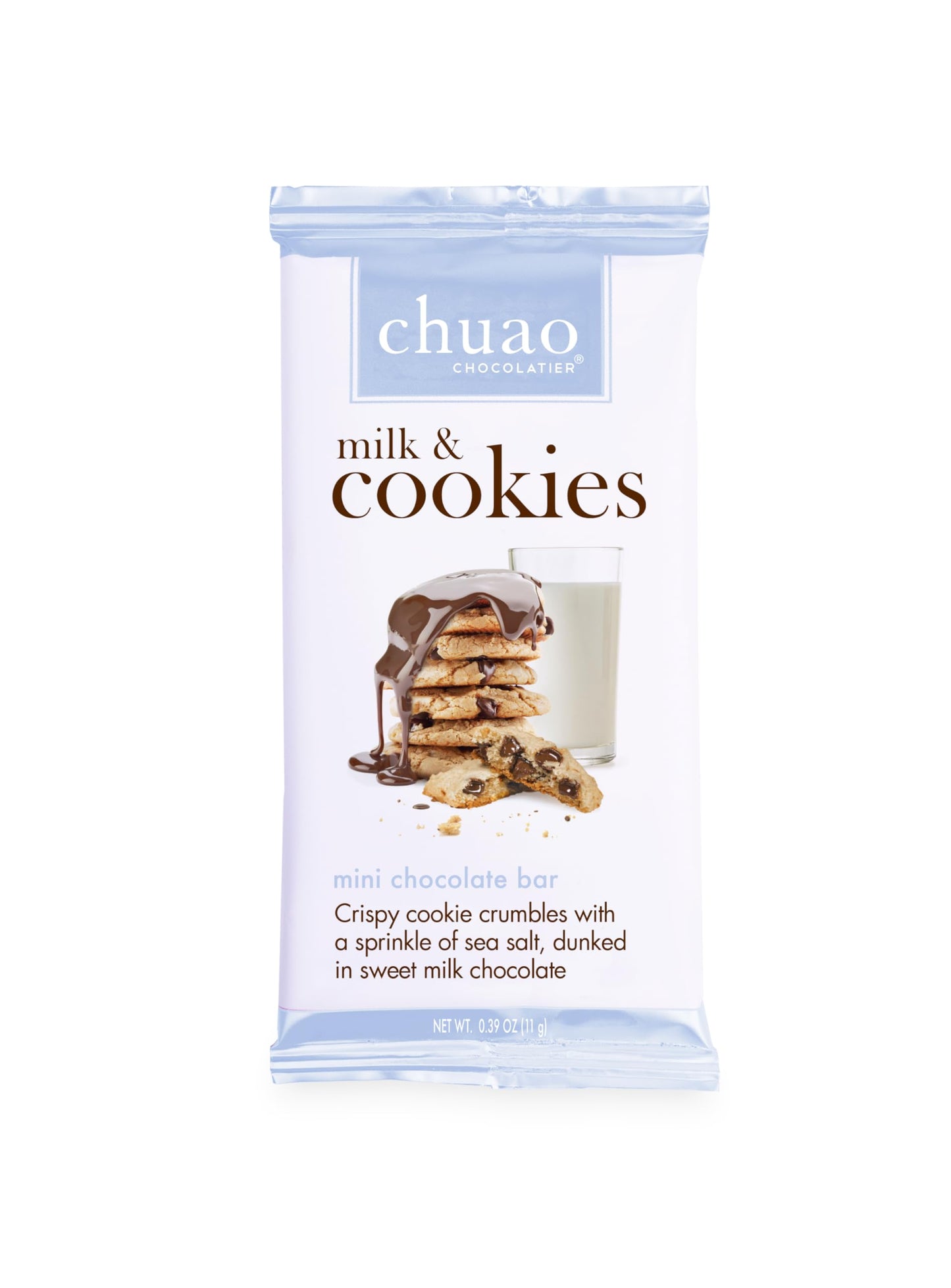 Chuao Chocolatier Milk & Cookies Chocolate Mini Bars, Gourmet, 24 Pack (0.39 oz each)