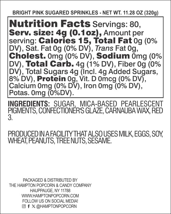 Hot Pink Sprinkles 11.28 Oz, Sanding Sugar Bright Pink, Pink Rimming Sugar, Sugar Sprinkles, Sanding Sugar For Cookie Decorating
