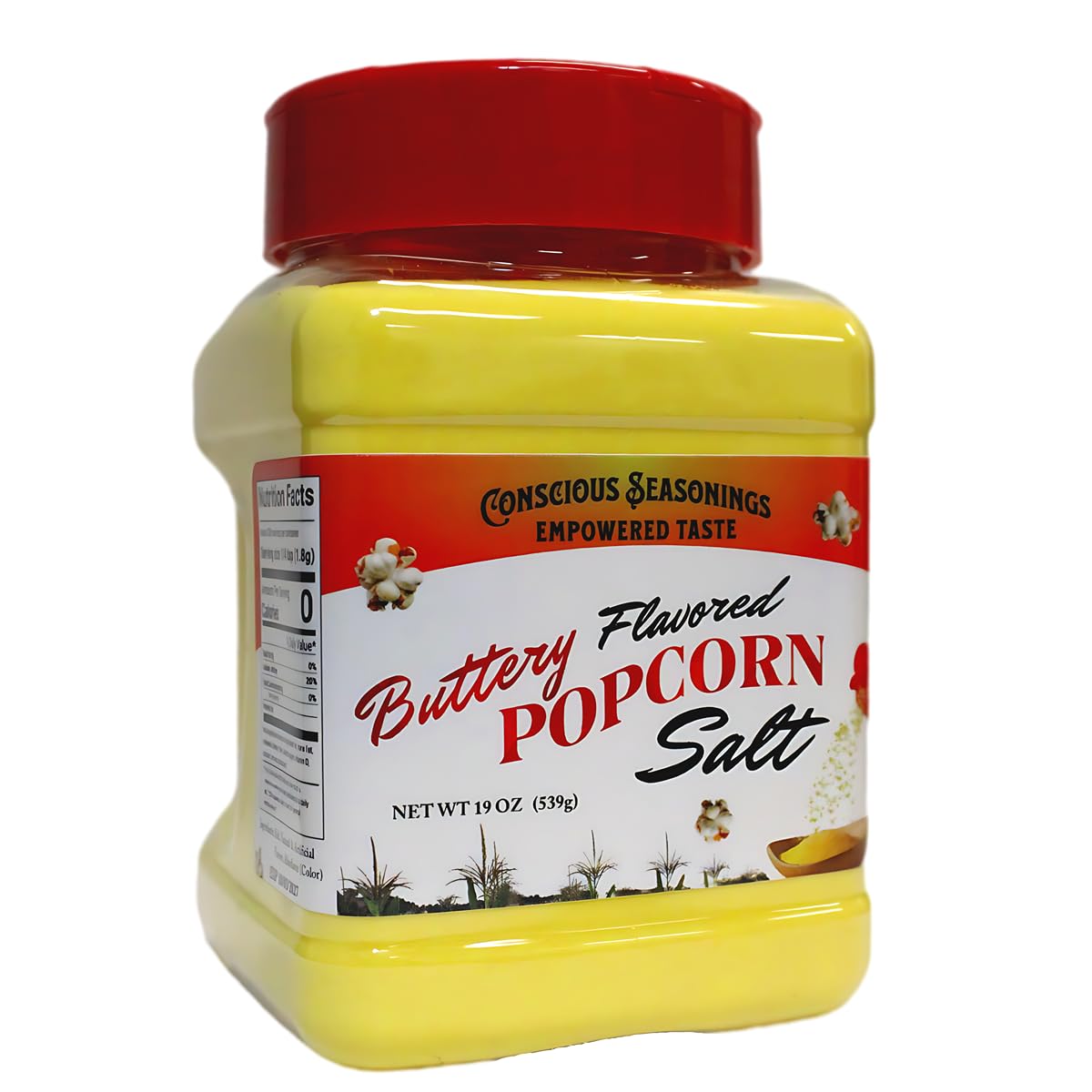 CONSCIOUS SEASONINGS Butter Flavored Popcorn Salt - Gluten-Free, Non-GMO - 19oz Seasoning for Movie Theater Taste