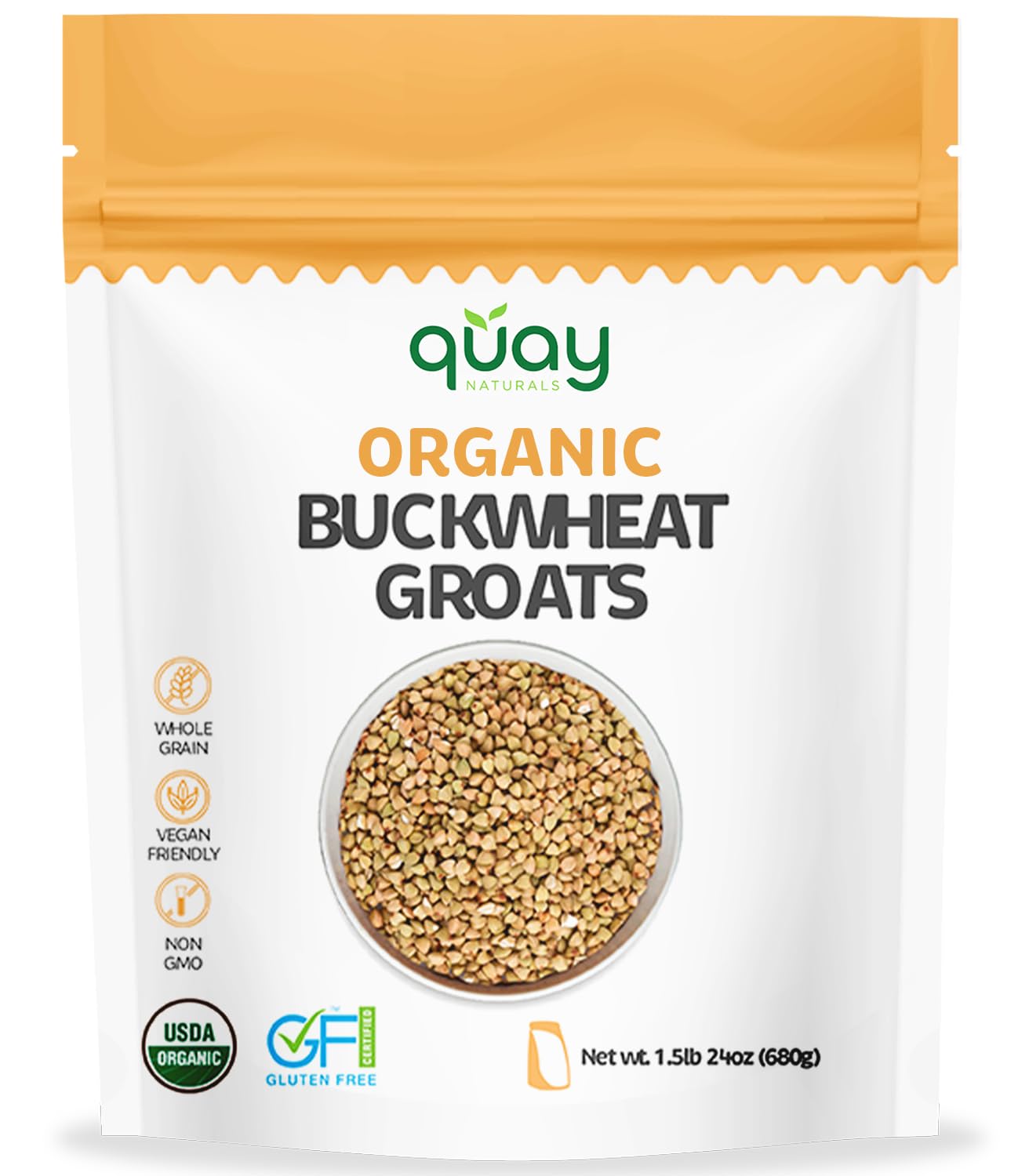 Quay Naturals Organic Buckwheat Groats 1.5 lb | Gluten-Free Ancient Grain Alternative | Non-GMO, Whole Buckwheat Groats, Vegan |