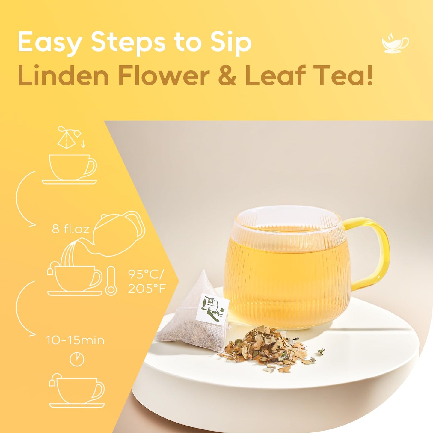 FullChea - Linden Tea  36 Teabags  Linden Leaf and Flower - Natural Tilo Tea - Non-GMO - Caffeine-free - Support Respiratory & Boost Immune System