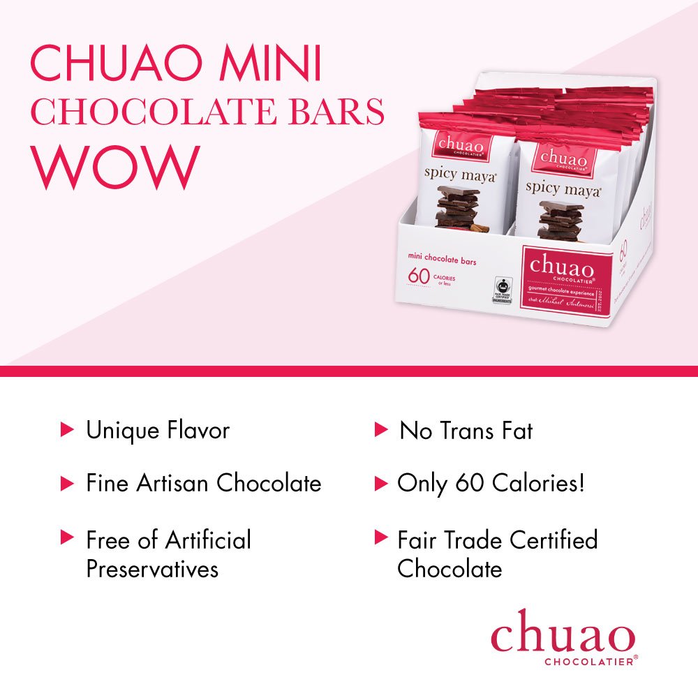 Chuao Chocolatier Spicy Maya Dark Chocolate Mini Bars | Gourmet Chocolate Cinnamon Cayenne Artisan European No Preservatives | For Gift Baskets, Christmas, Valentines Day, Gifts For Women, Men, Birthday, Thank You, Care Package | 24 Pack