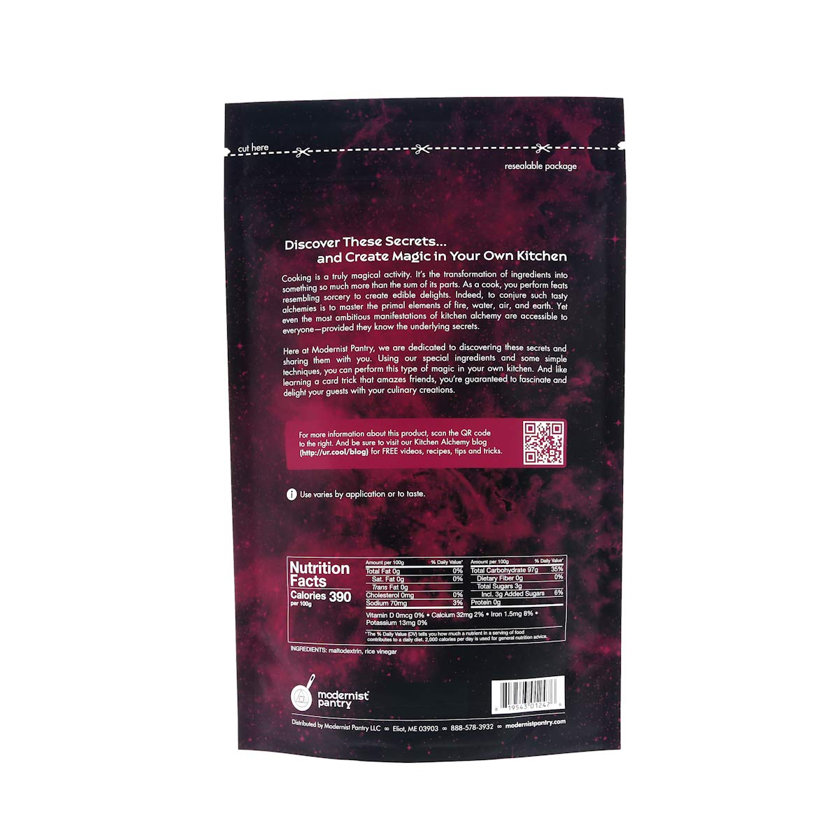 Modernist Pantry Rice Vinegar Powder - Gluten-Free, Vegan, OU Kosher Certified - 400g/14oz