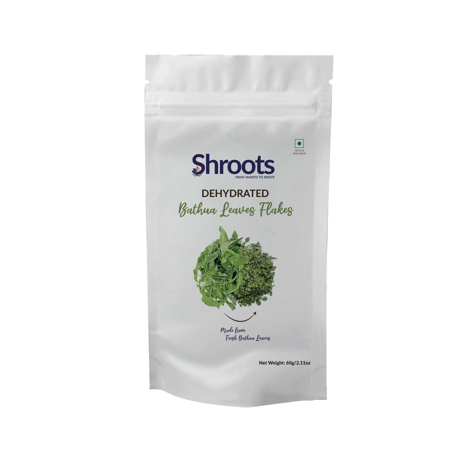 SHROOTS Dehydrated Vegetable Bathua Leaves Air Dried Shredded Gluten Free Pure Veg No Added Salt Easy Cooking Dried Bathua for P