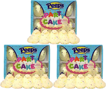PEEPS Easter Marshmallow Chicks, Variety Pack, 10 Count (Assorted Flavors & Colors) (3 count, Party Cake Chicks Marshmallow Peep