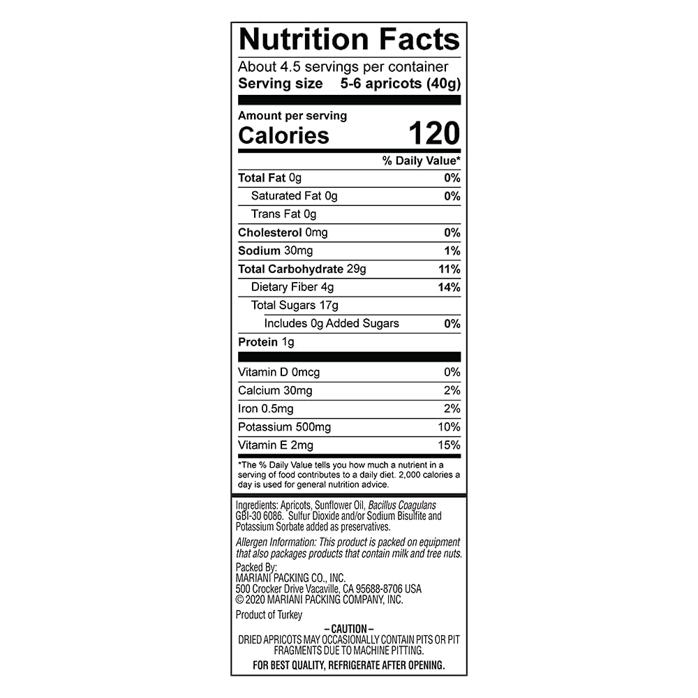Mariani Probiotic Dried Apricots, Gluten Free, Vegan, No Preservatives - Healthy Snack for Kids & Adults, 6oz