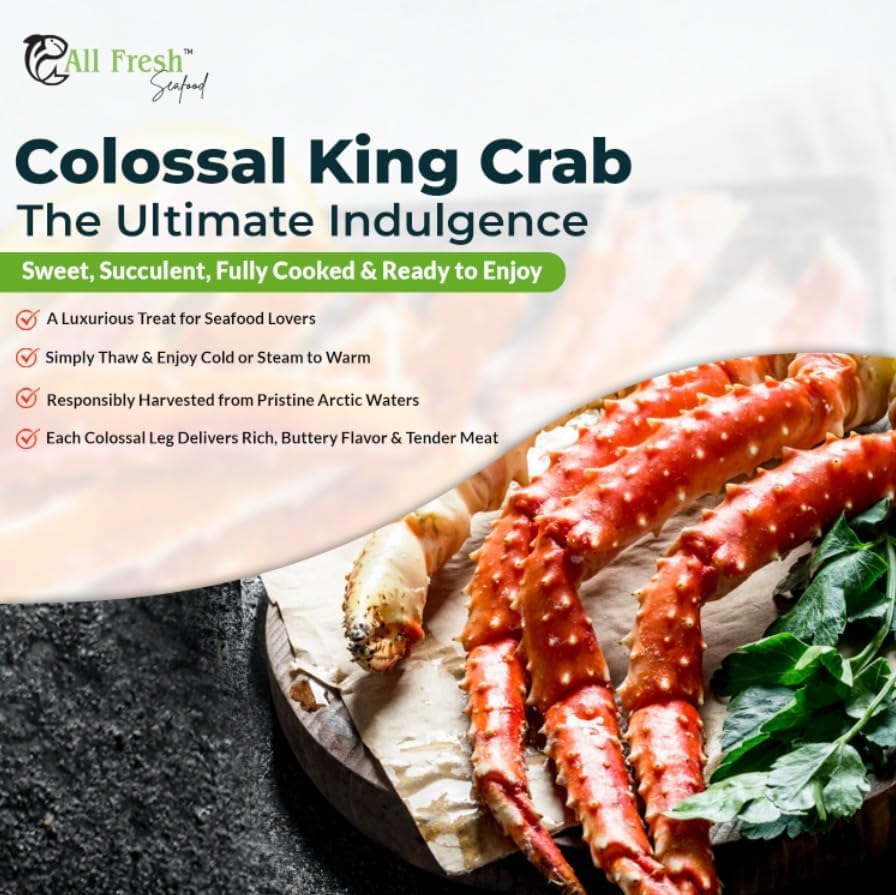 Colossal King Crab Legs - Wild-Caught  Pre-Cooked  Frozen - Sustainably Sourced Red King Crab from Norway (3 Pound)