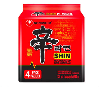 Case Set - Korean Shin Ramen Instant Noodles - 4 Goi Mi Han Quoc Shin - 4.58 Oz per Bag x 4 Bags per order - Made in South Korea