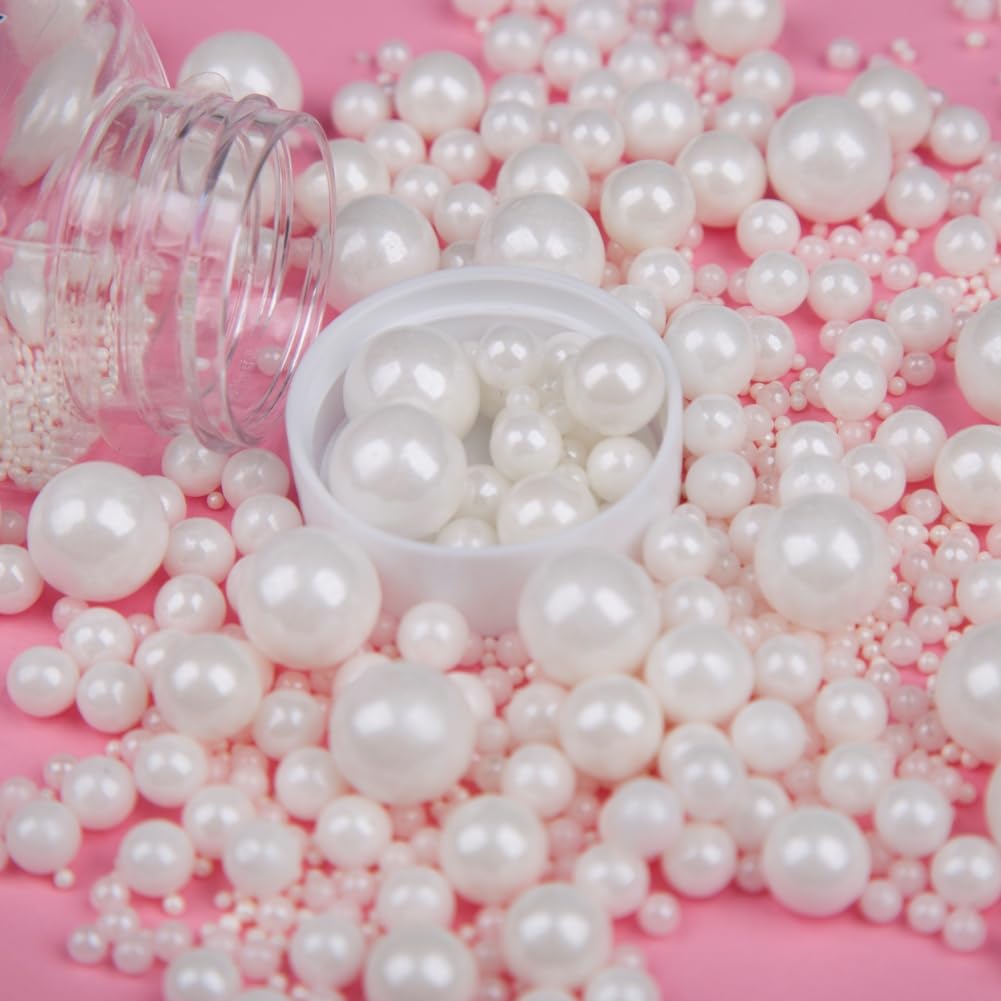 Gevog 1 Bottle White Pearls Sprinkles Mixing Edible Cake Cupcake Sprinkles For Wedding Valentines Party Baking Cupcake Cookie Ic