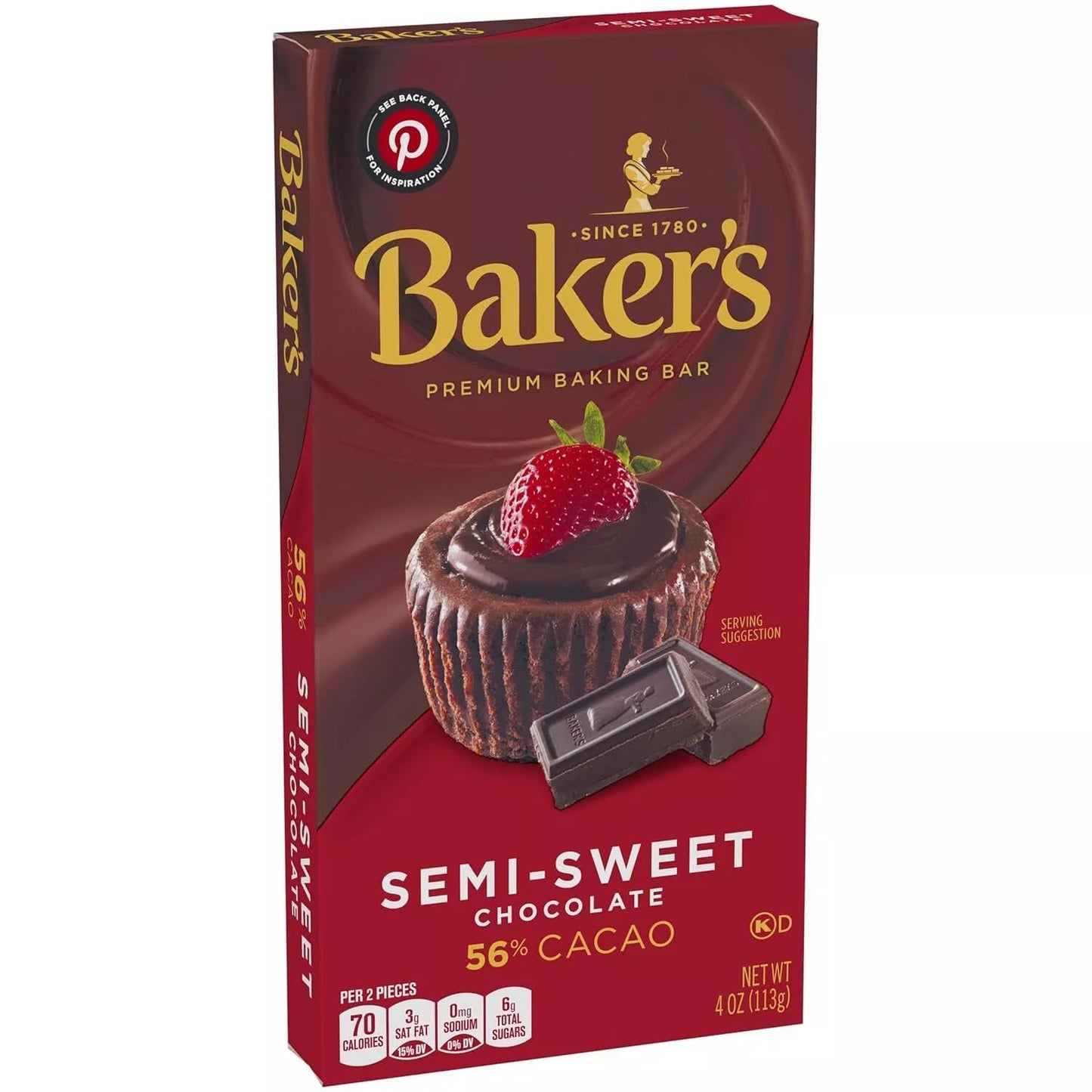 Baker'S, Semi Sweet Baking Chocolate Squares, 4Oz Box (Pack Of 4)