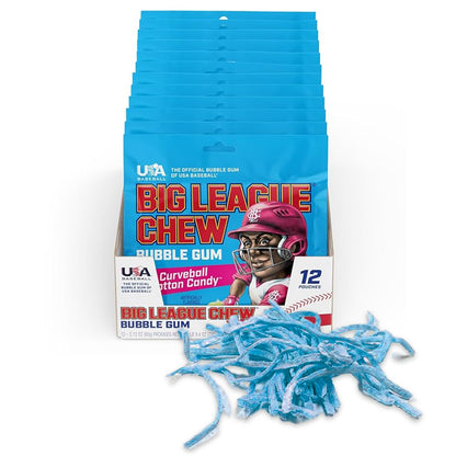 Big League Chew Curveball Cotton Candy Bubble Gum - Tasty Cotton Candy Delight | Ideal for Baseball Games, Teams, Concessions, P