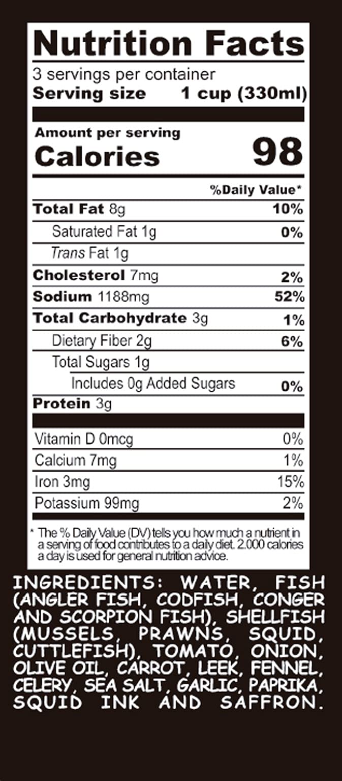 Aneto Squid Ink Paella Cooking Base Broth | 33.83 ounces | 1 Pack | 100% Natural Ingredients |