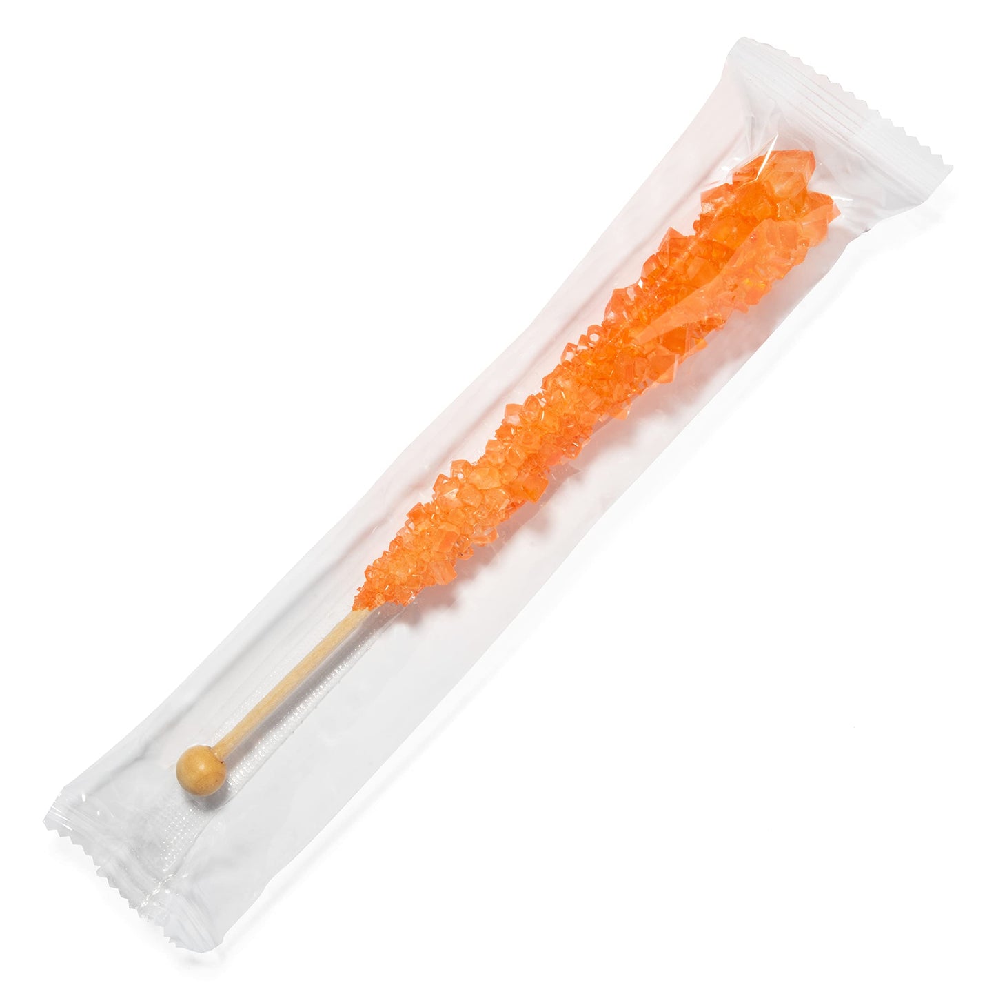 Orange Rock Candy Sugar Sticks - Orange Flavored - 24 Individually Wrapped Candy