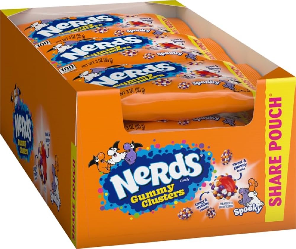 Nerds Gummy Clusters Candy, Spooky, Halloween Candy, 3 oz sharepack (Pack of 12)