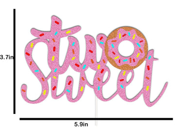 Donut Cake Toppers Candyland Two Sweet Cake Decorations With Donut Pink Candy For Donut 2Nd Themed Baby Shower Party