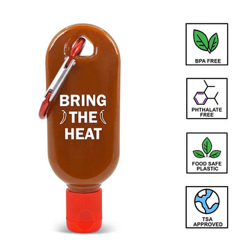 Hot Sauce Keychain Two Pack - 1 Oz Empty Mini Hotsauce Bottle - Refillable Travel Hot Sauce Mini Bottle - Food Grade/Bpa-Free -