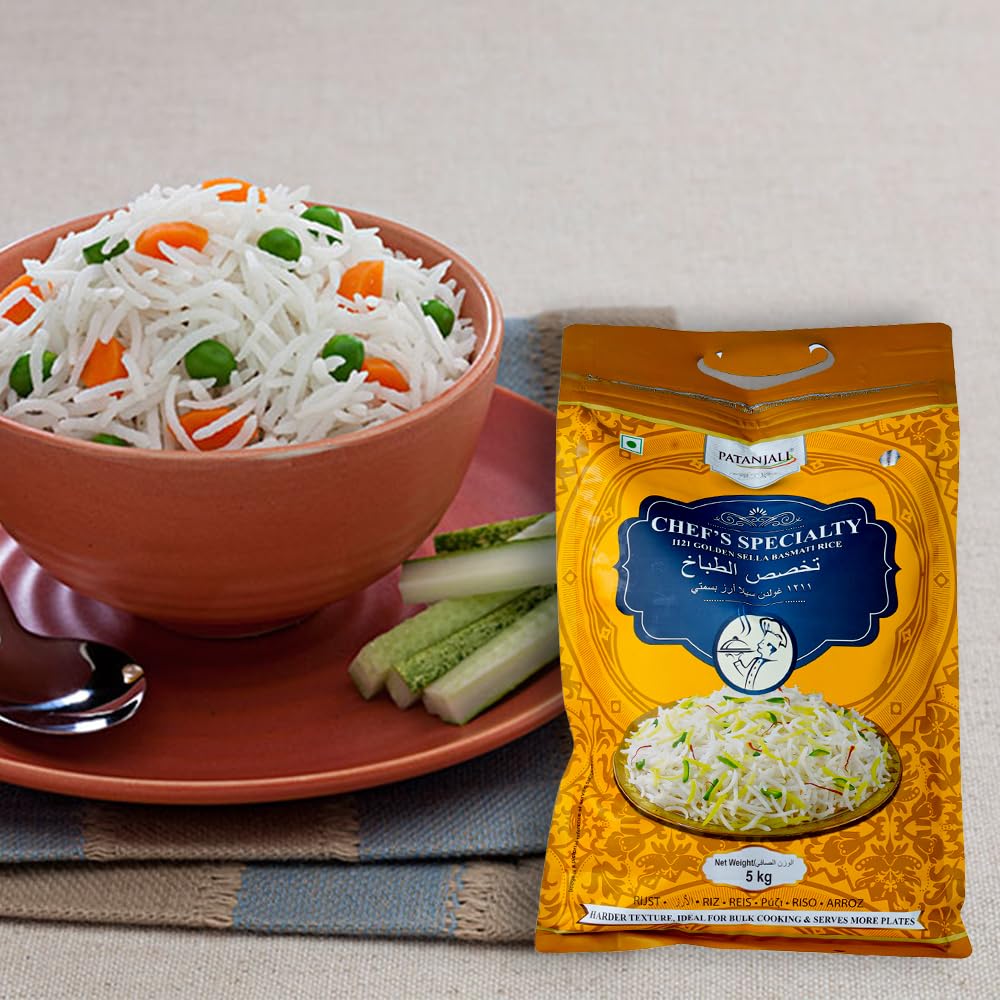 Patanjali Chef Specialty Golden Sella Basmati Rice 5 Kg / 11.02 Lb