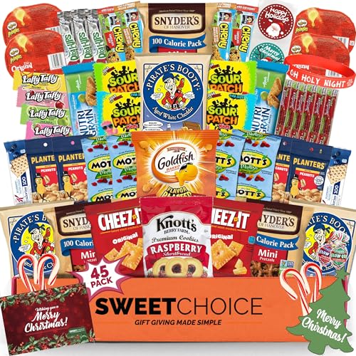 Variety Snack Care Package (45 Count) Gift Box For Teens - Fathers Day Goodie Food Arrangement For Dad - Birthday Candy Basket For Men, Women, Boys, Girls, Kid, Mature-Themed, College Student - Prime Delivery