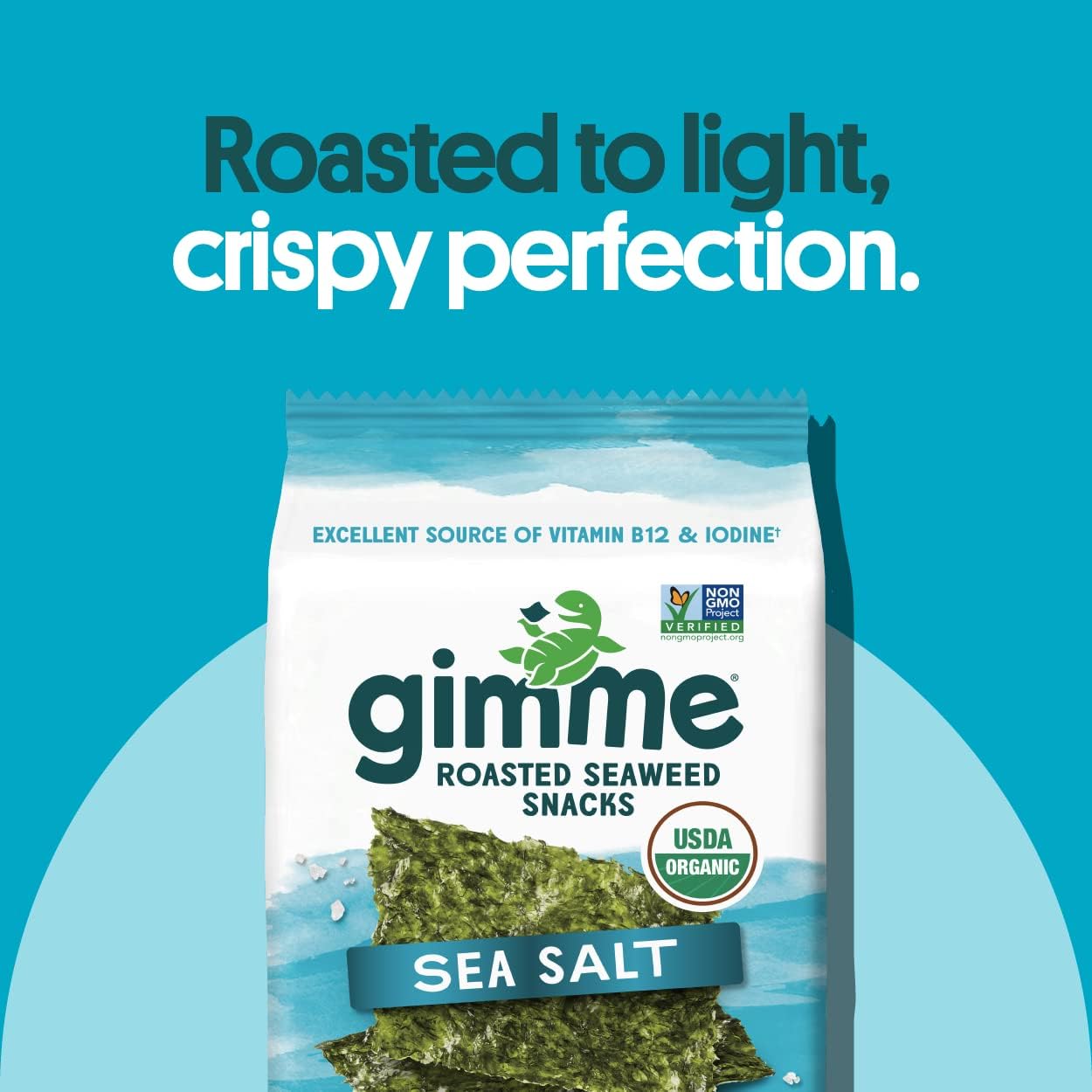 Gimme Seaweed - Sea Salt - Organic Roasted Seaweed Sheets - Keto, Vegan, Gluten Free - Great Source Of Iodine & Omega 3S - Healt