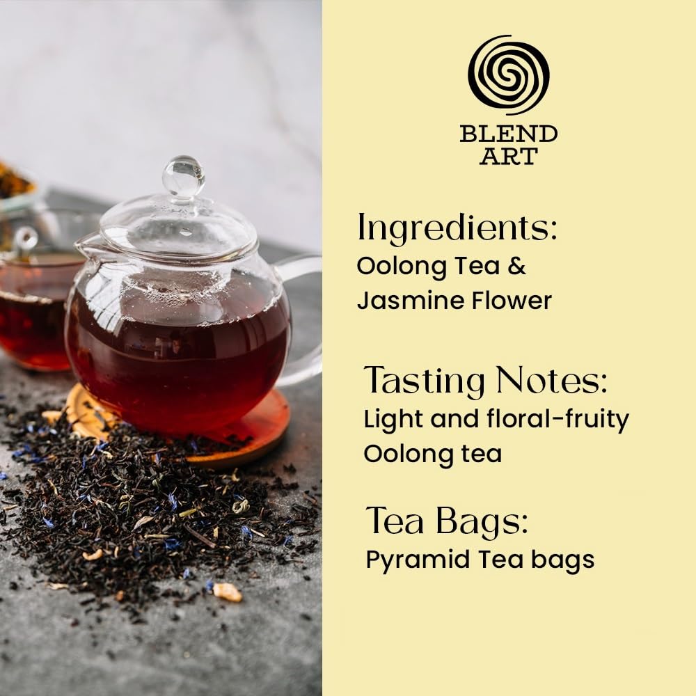 Jasmine Oolong Tea Bags, 100 Count Plant Based Gluten Free High Mountain Oolong Tea - Unsweetened Tea | Light & Floral | Hot Bre