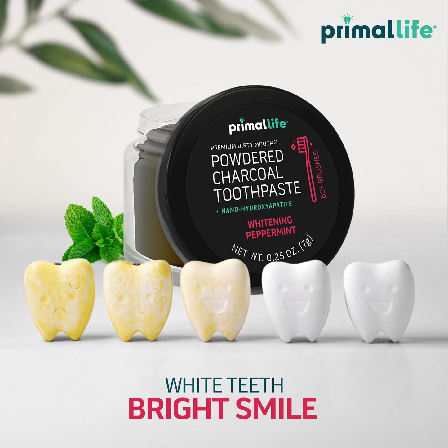 Primal Life Organics -Dirty Mouth Toothpowder, Activated Charcoal Tooth Cleaning Powder, Essential Oils, Hydroxyapatite, Kaolin,