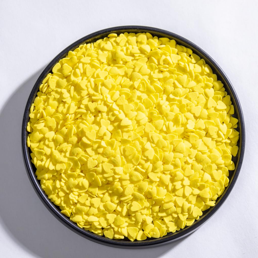Red Heart Shapes Sprinkles Valentine Jumbo Heart Sprinkles for WEdding Cake Decorating - 3.53 oz/100g. (Yellow Heart)