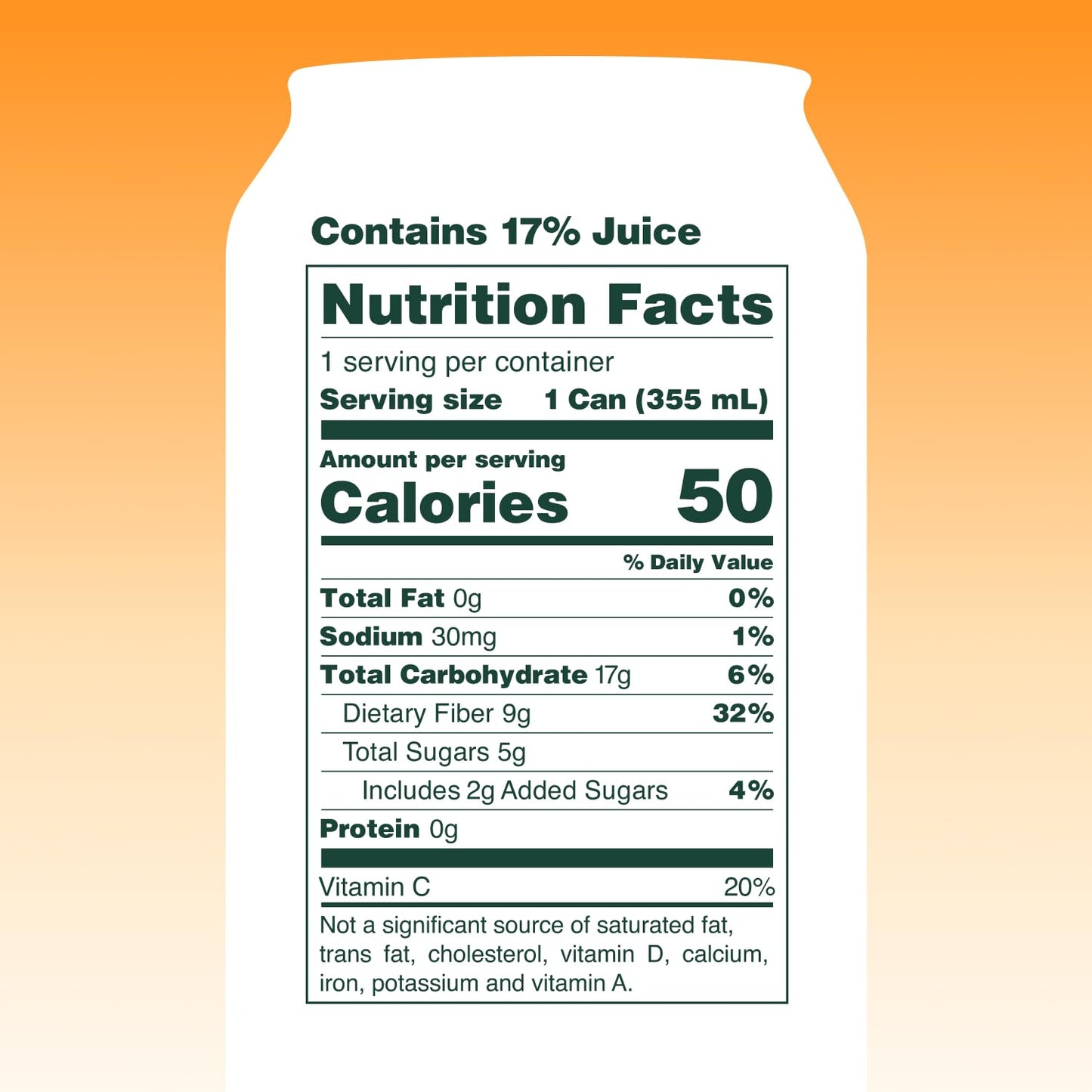 OLIPOP Prebiotic Soda Pop  Orange Cream  A New Kind of Soda Packed with Prebiotics  Fiber  and Botanicals  Gluten Free  Vegan  GMO Free  12oz (12-Cans)
