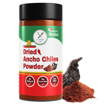 La Voie Ancho Chile Powder 8 oz - Premium A Grade Mexico Red Ground Chili Pepper for Authentic Mexican Mole, Sauces, Stews, and 
