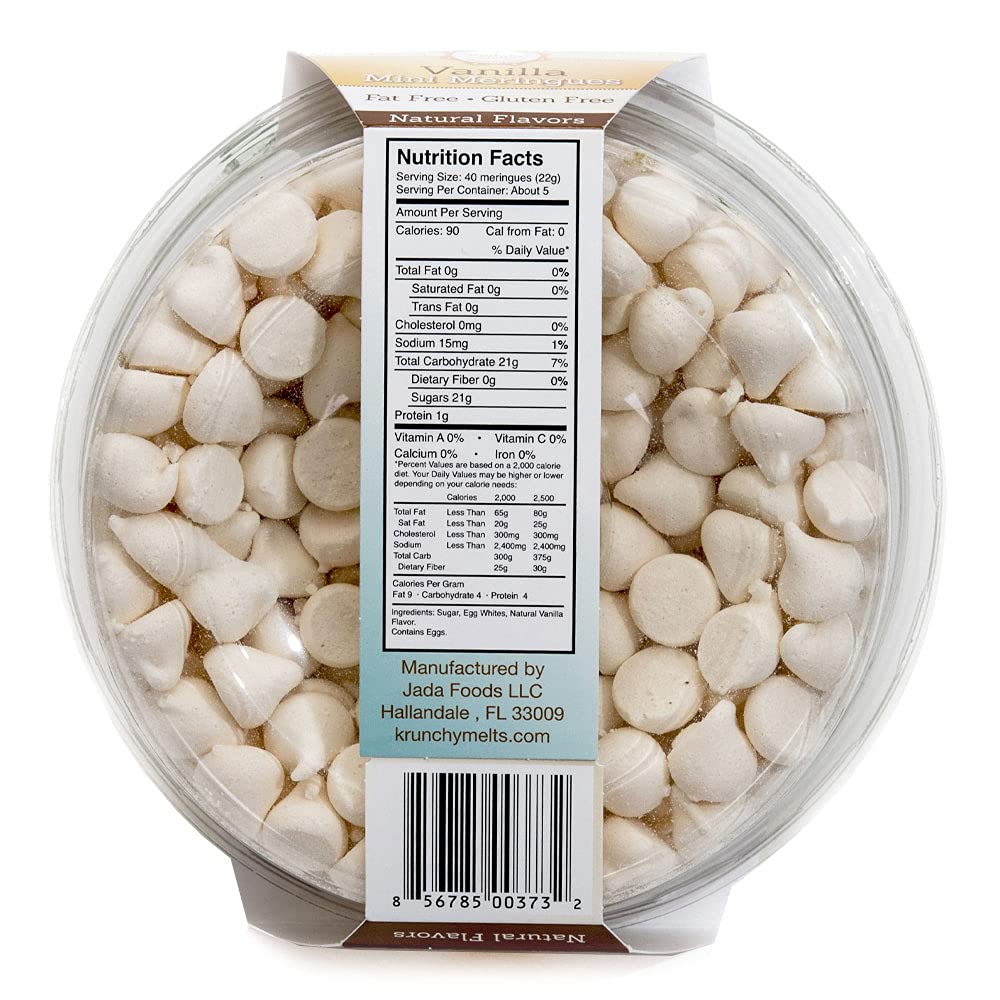 Krunchy Melts Original Meringue Cookies | Vanilla Minis Flavor | Only 90 Calories Per Serving | Fat Free, Gluten Free, Dairy Free (4 Oz)