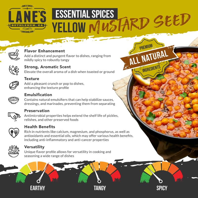 Lane'S Yellow Mustard Seed Spice, All-Natural Yellow Mustard Seeds Whole, Perfect For Cooking And Homemade Seasonings Made In Us
