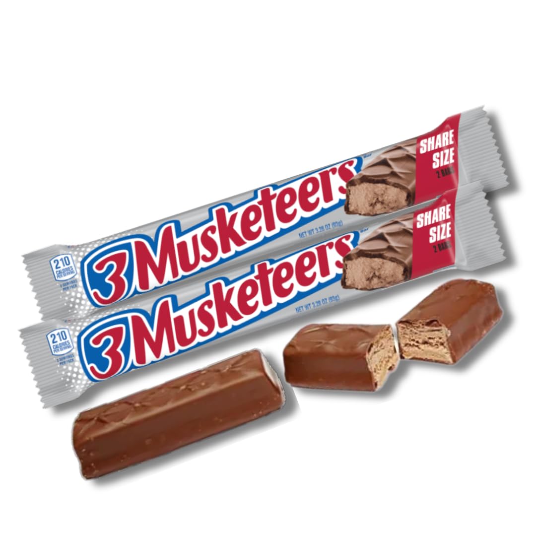 LYZAS SWEETS & TREATS King Size Candy Bars - 3 Musketeers, Gift Pack of 2, Share Size, 3.28 oz.