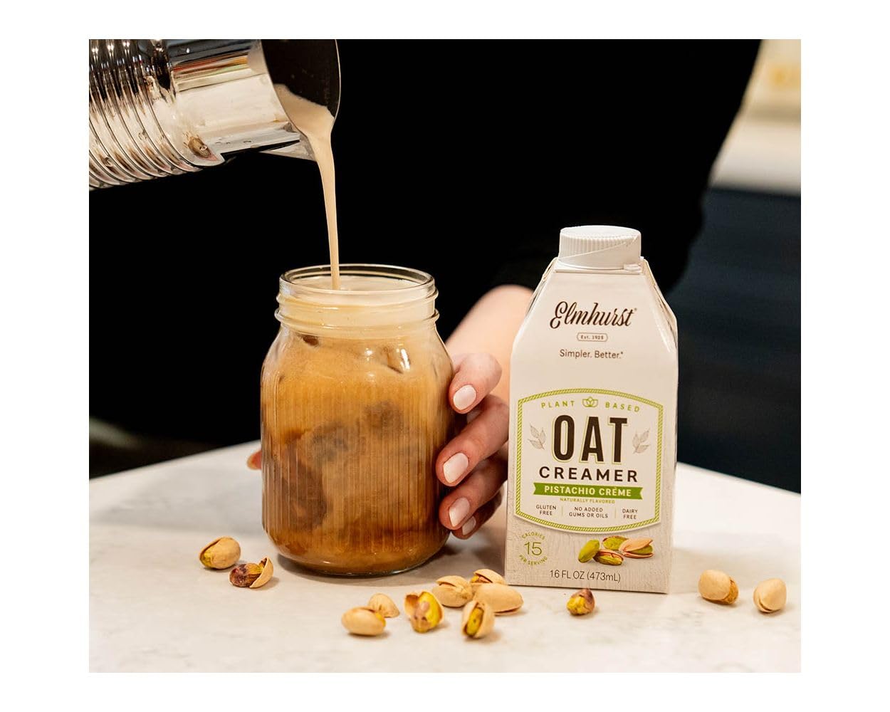 Elmhurst Pistachio Creme Oat Creamer, 16 Fz