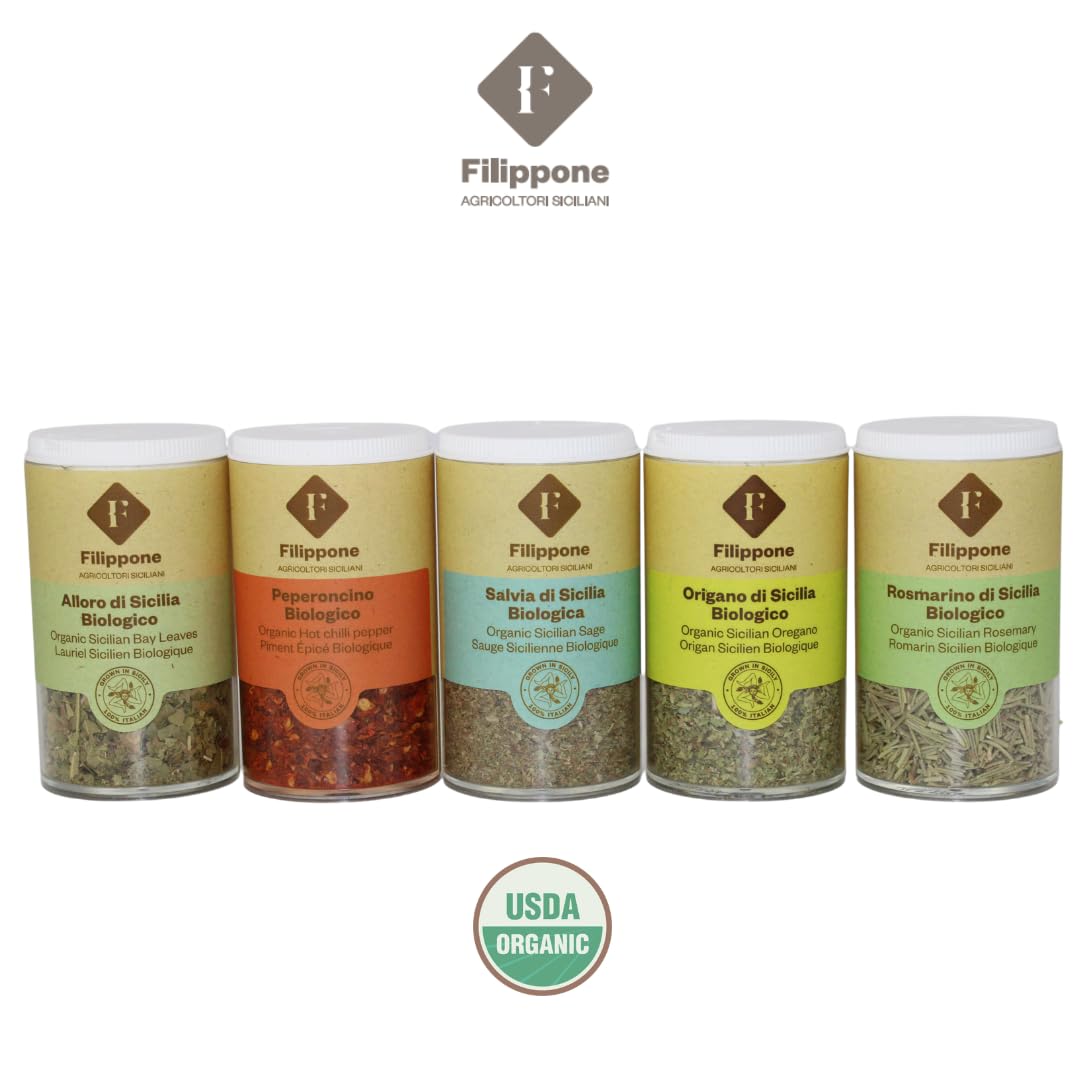 Filippone, Organic Sicilian Bay Leaves, Flakes, Crushed, Hearb Seasoning, Shaker, 20 G (0.70 Oz), Fresh Grown In The Mountains O