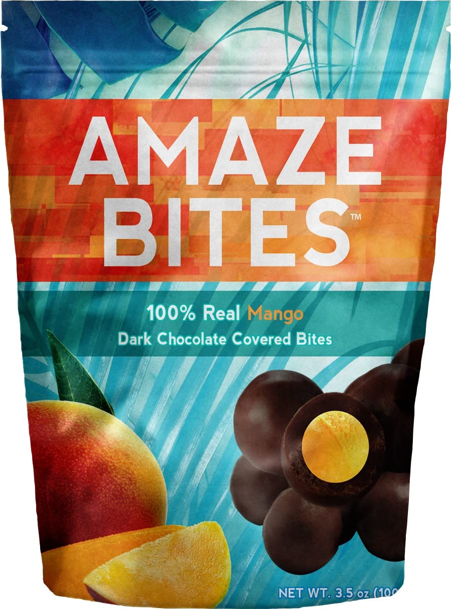 Amaze Bites - Chocolate & Fruit Like Never Before. 100% Real Fruit Covered With Decadent Dark Chocolate (3.5 Oz) (Mango) 3.5 Oun