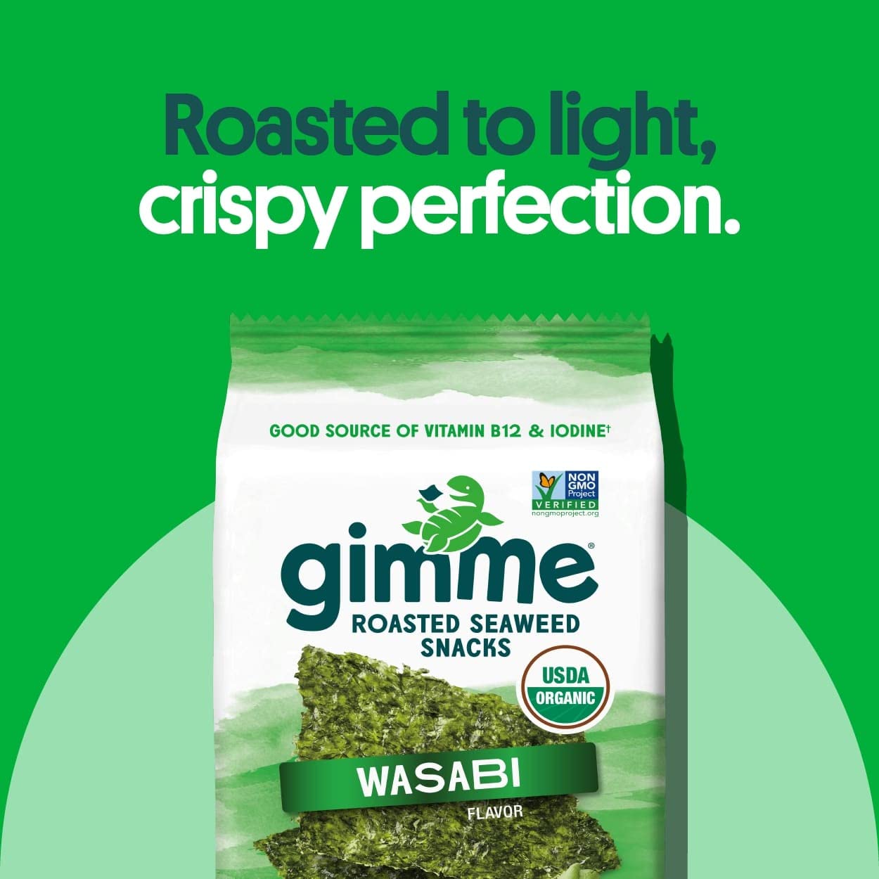 Gimme - Wasabi - 12 Count Sharing Size - Organic Roasted Seaweed Sheets - Keto, Vegan, Gluten Free - Great Source Of Iodine & Om