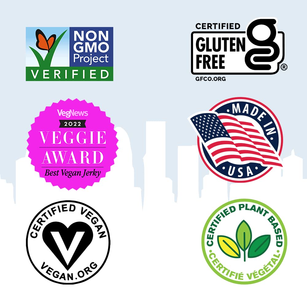Louisville Vegan Jerky Smoked Black Pepper 5-Pack, 21g Non-GMO Soy Protein, Gluten-Free, 2.5 oz Each
