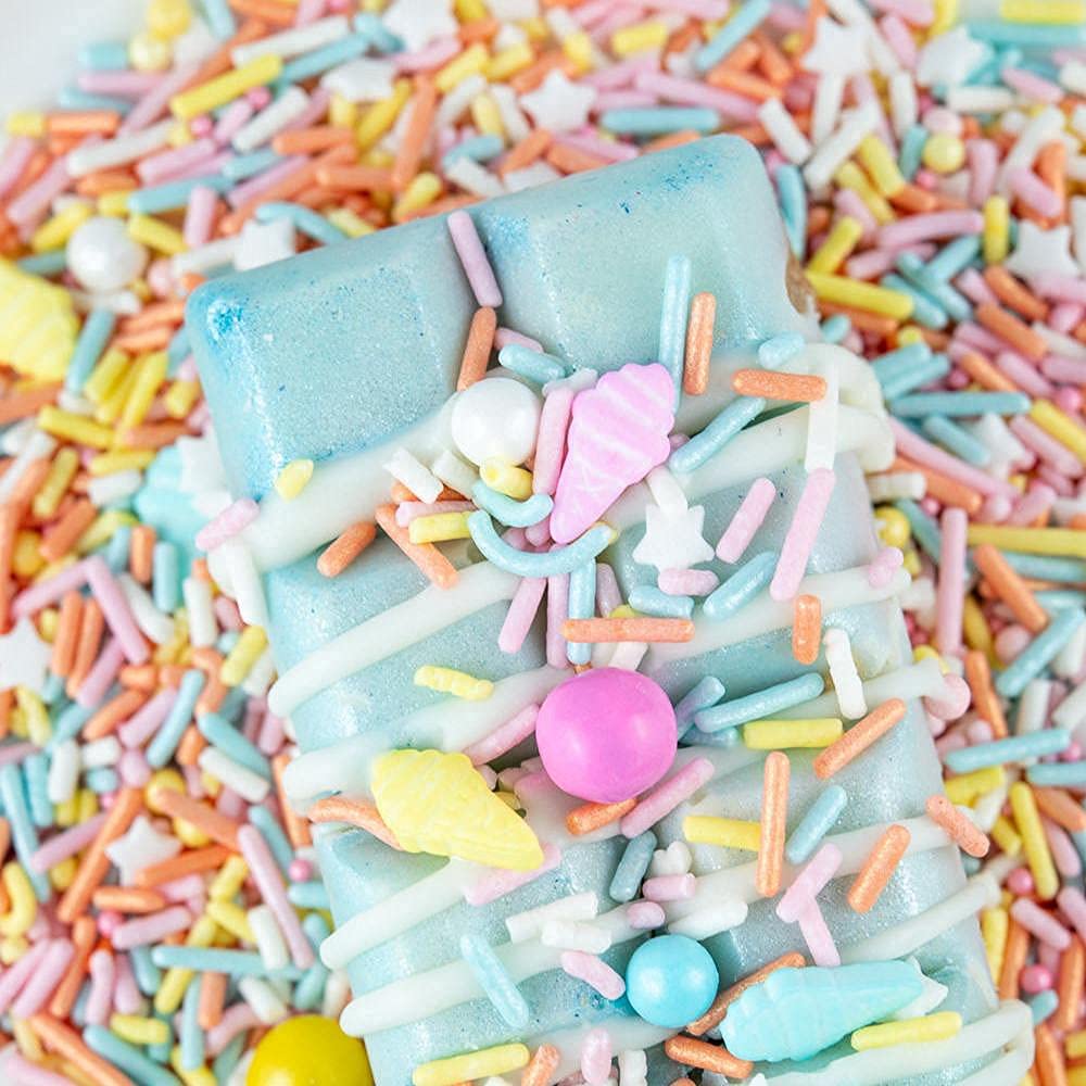 Ice Cream Sprinkles For Cake Decorating, Summer Cake Decorations - Cake Sprinkles For Ice Cream Toppings In Pastel Sprinkles With Jimmies, Sugar Pearl, Star Quin And Edible Ice Cream Candy Sprinkles