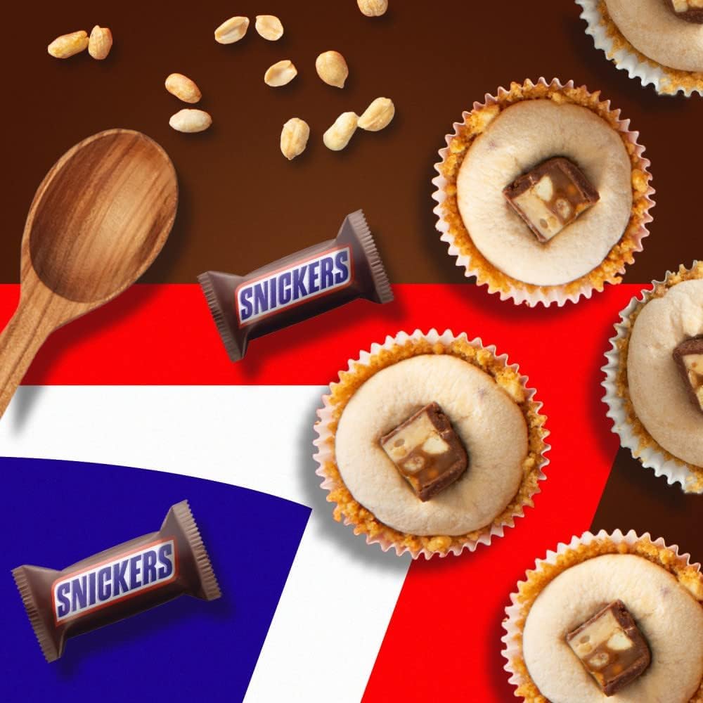 Snickers Chocolate Candy Bars - Fun Size Snickers Candy Bars - Individually Wrapped Bulk Snickers Chocolate Bars - Snickers Milk Chocolate  Peanut  and Caramel Bars - Bulk Candy Bag (Pack of 65)
