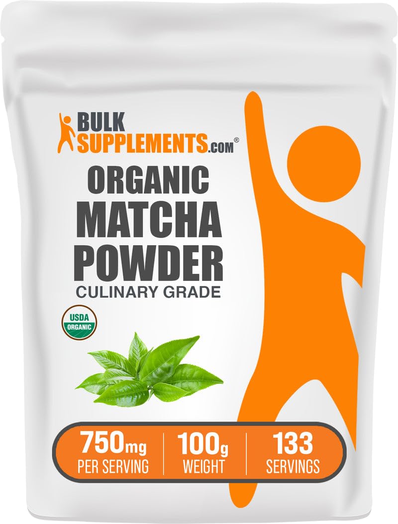 BulkSupplements Organic Matcha Powder - Culinary Grade, Gluten Free, 100g (3.5 oz)
