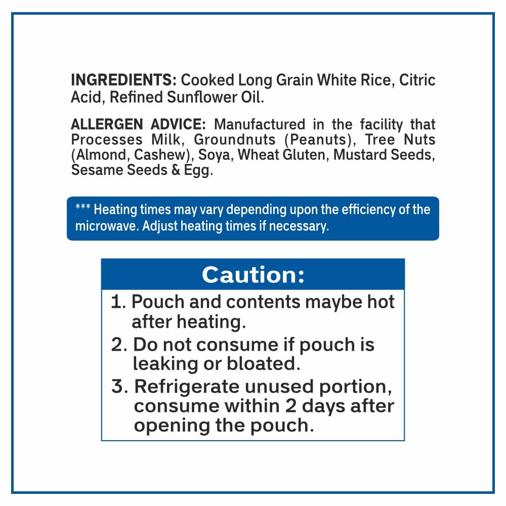 Eat Regal Long Grain White Rice, Ready to Eat in 90 Sec, 8.8 Ounce (Pack of 6), 100% Natural Ingredients, Microwavable Side Dish